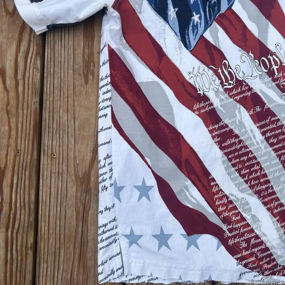 American Summer Polo Mens‎ Large All Over Print American Eagle Constitution USA - Picture 5 of 14